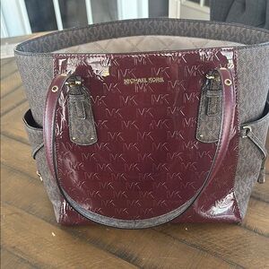 Michael Kors Burgundy and Brown Women's Bag